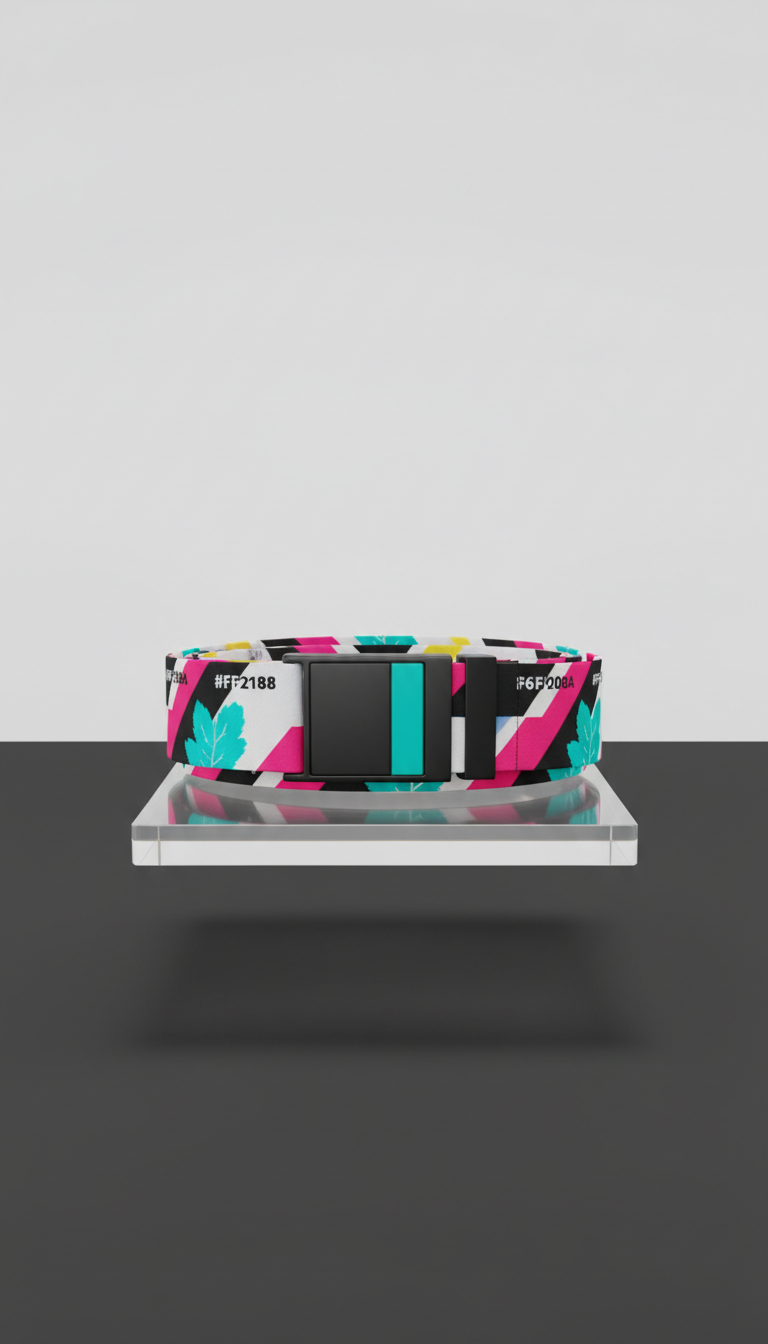 Graphic belt with magnetic buckle in miami mint
